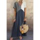 Casual Color Block Print Short Sleeve Maxi Dress