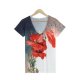 Casual V-Neck Print Short Sleeve Top