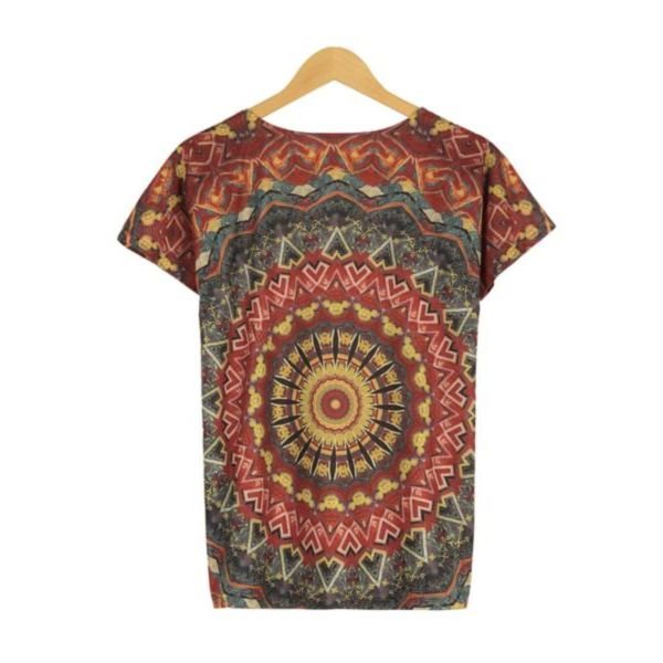 Distinctive V-Neck Printed Short Sleeve T-Shirt