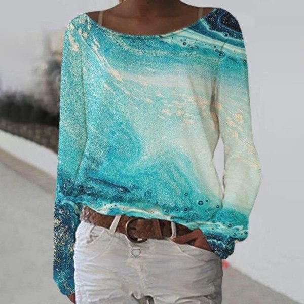 Youthful Scoop Neck Long Sleeve Printed Tee