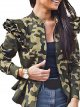 Women's Casual Stand Collar Jacket Long Sleeve Lightweight Army Zipper Coat Plus