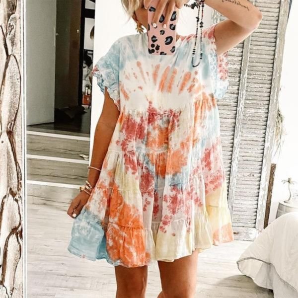 Tie Dye Print Mini Dress