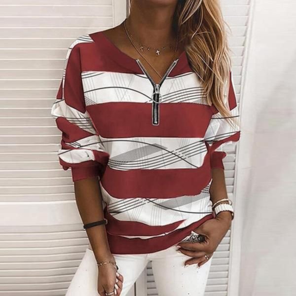 Easy Breezy Striped Zip Pullover