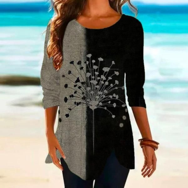 Basic Round Neck Print Top