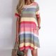 Horizontal Print Slouchy T-Shirt Dress