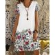 Trendy V-Neck Short Sleeve Printed Mini Dress