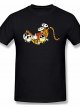 Mens Running With Calvin And Hobbes Design T-Shirts Black